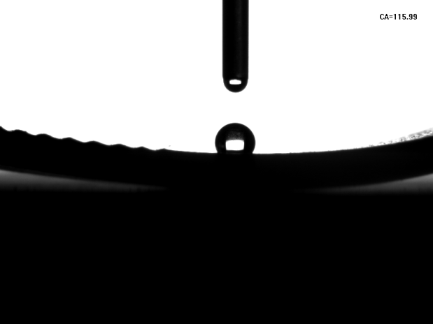 PTFE铁氟龙唇形唇片油封在经午夜电影网站机处理前的接触角为115.99°-午夜精品久久久